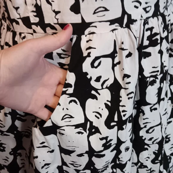 Modcloth Folter "Famous Faces" Black and White Pop Art Dress - Picture 7 of 11